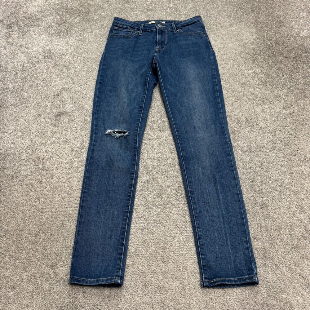 Levi's 721 High Rise Skinny Distressed Denim Jeans Womens 28 Blue Stretch Casual